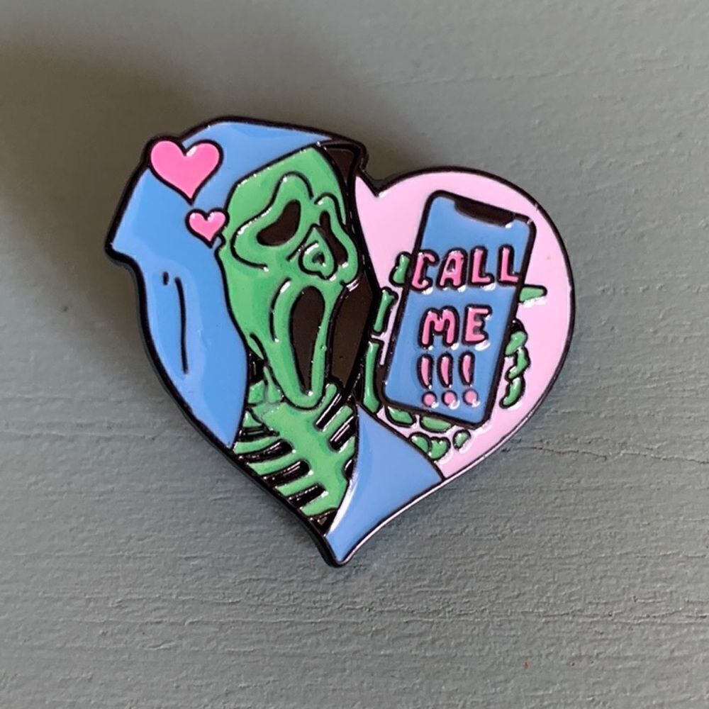 Ghostface Skeleton Call Me! enamel pin